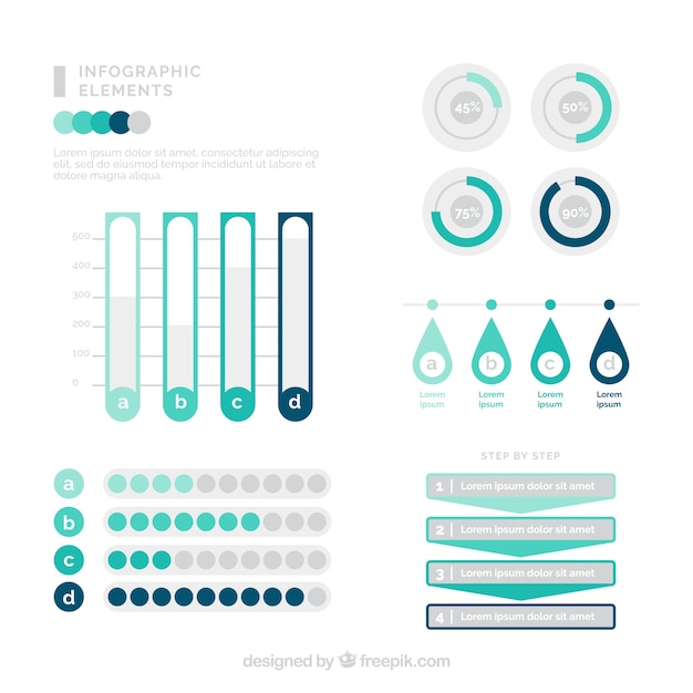 Free vector colorful infographic elements collection in flat style