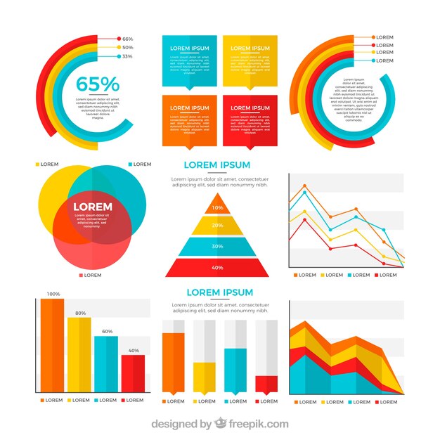 Colorful infographic elements collection in flat style