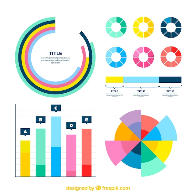 Raccolta di elementi infographic colorato in stile piano