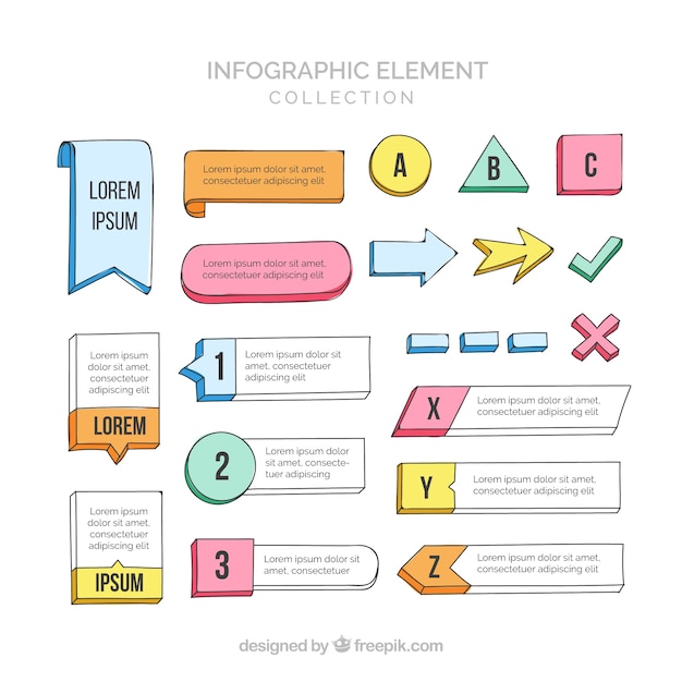 Коллекция красочных инфографических элементов в ручном стиле
