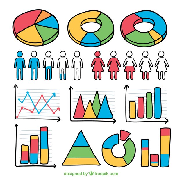 Коллекция красочных инфографических элементов в ручном стиле