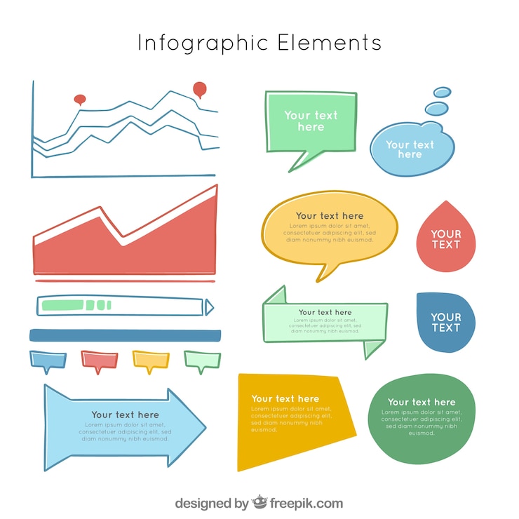 Free Vector colorful infographic elements collection in hand drawn style