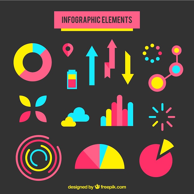 Коллекция красочных инфографических элементов в плоском стиле