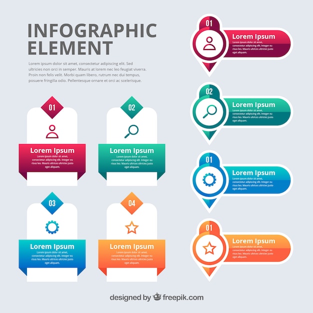 평면 스타일에 화려한 infographic 요소 컬렉션