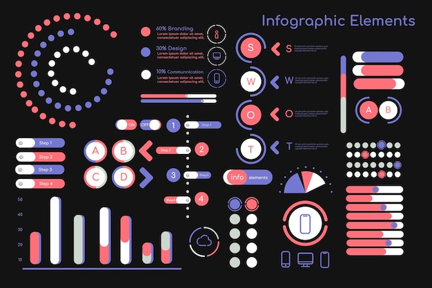 무료 벡터 다채로운 infographic 요소 컬렉션