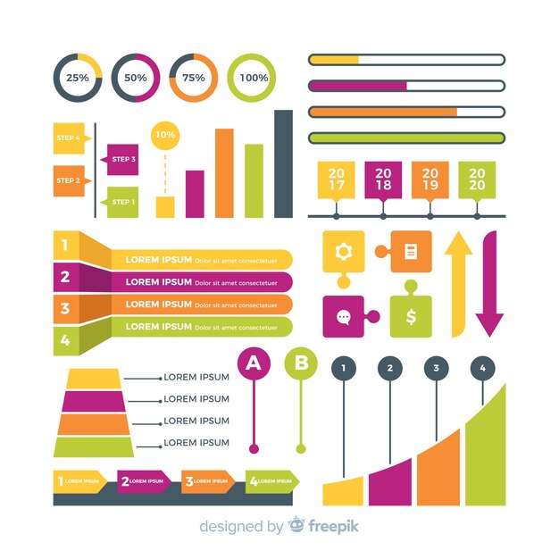 평면 디자인에 화려한 infographic 요소