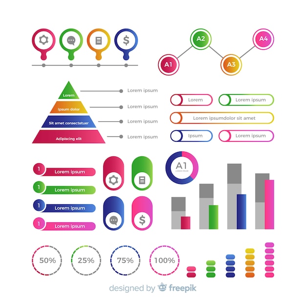 평면 디자인에 화려한 infographic 요소