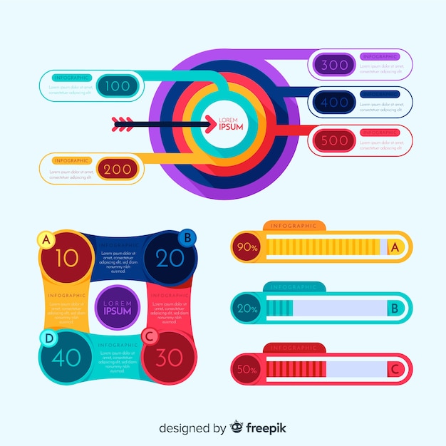 Colorful infographic elements pack