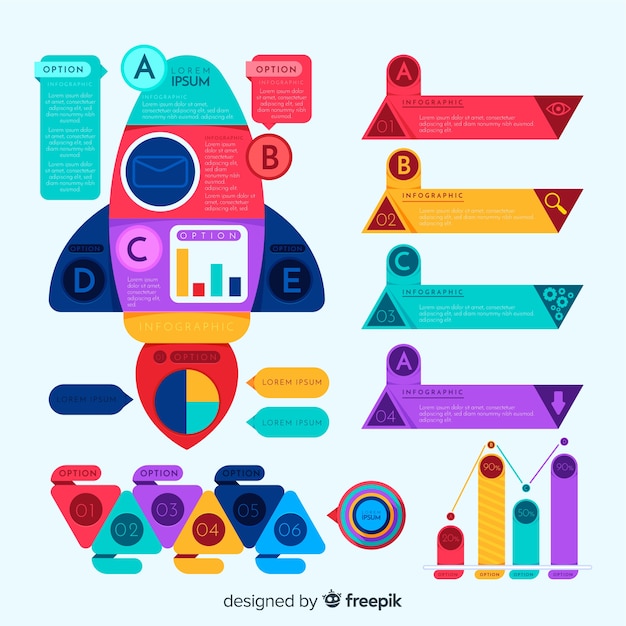 Free vector colorful infographic elements pack