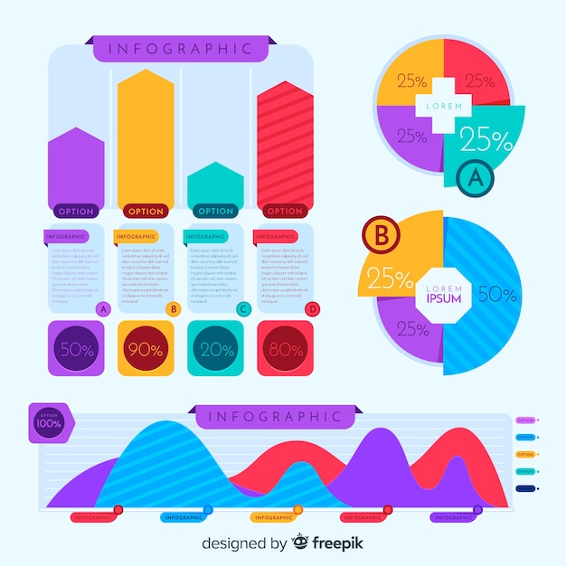 Pack di elementi infographic colorato