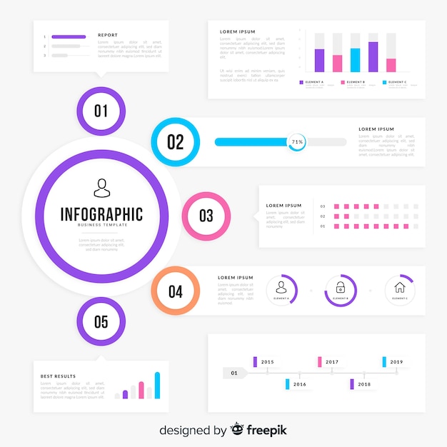 Colorful infographic elements pack