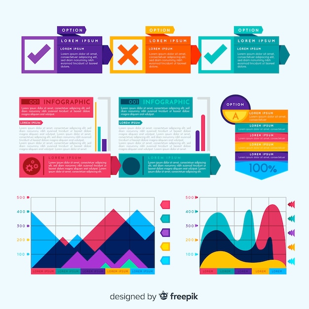 Insieme di elementi infographic variopinto