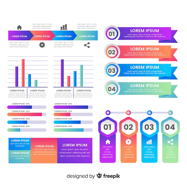 Free Vector colorful infographic elements with gradient effect