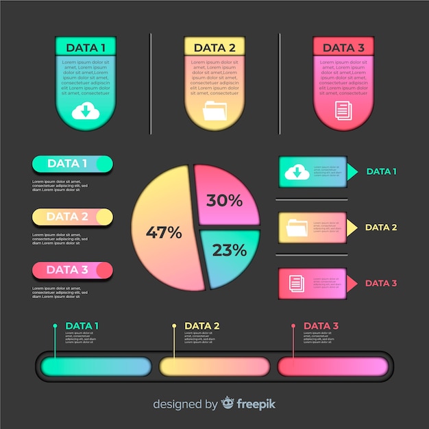 Elementi infographic colorati con effetto sfumato