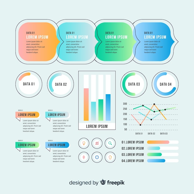 Free vector colorful infographic elements with gradient effect