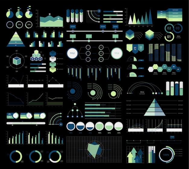 Colorful infographic graphs and diagrams illustration