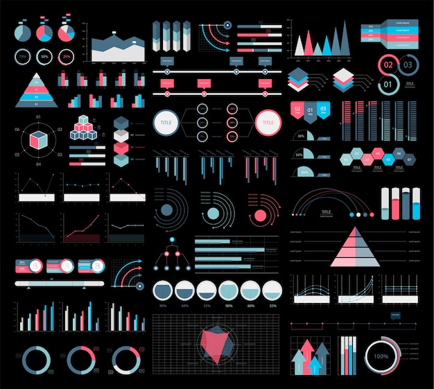 Free vector colorful infographic graphs and diagrams illustration