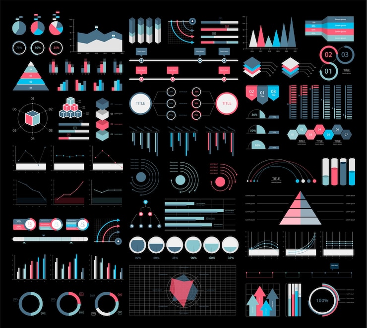 Free Vector colorful infographic graphs and diagrams illustration