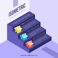 Free vector colorful infographic steps collection in isometric style