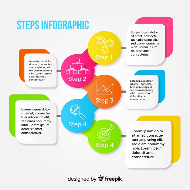 다채로운 infographic 단계 디자인 서식 파일
