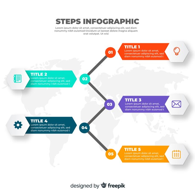 Colorful infographic steps flat design 