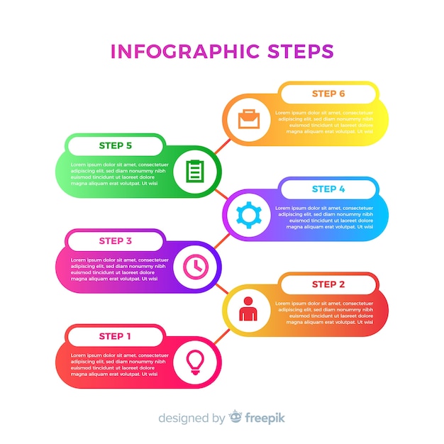 Colorful infographic steps flat design