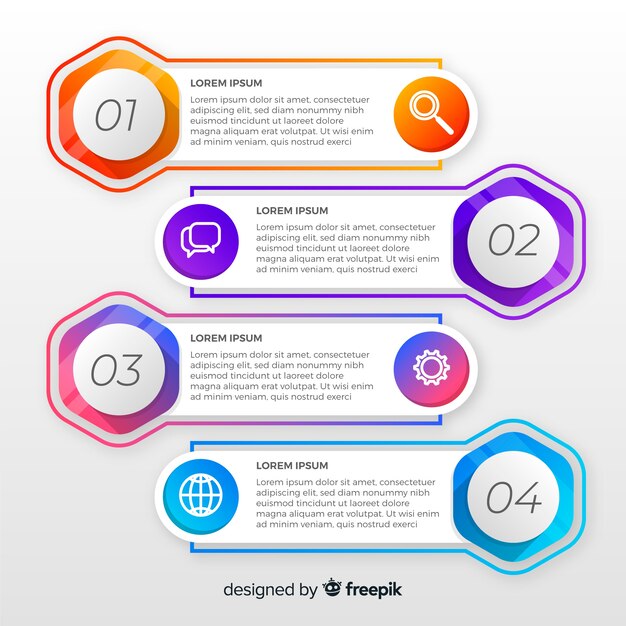 다채로운 infographic 단계 평면 디자인