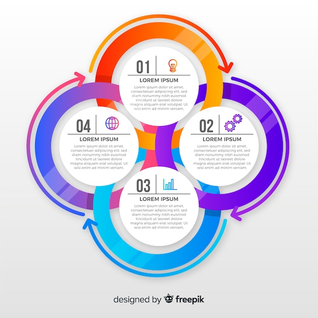 다채로운 infographic 단계 평면 디자인