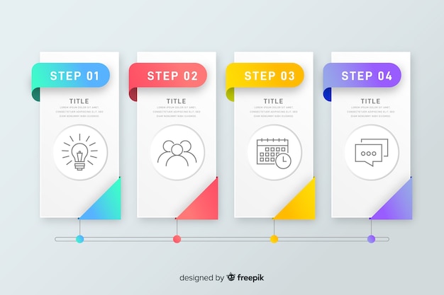 Colorful infographic steps flat design