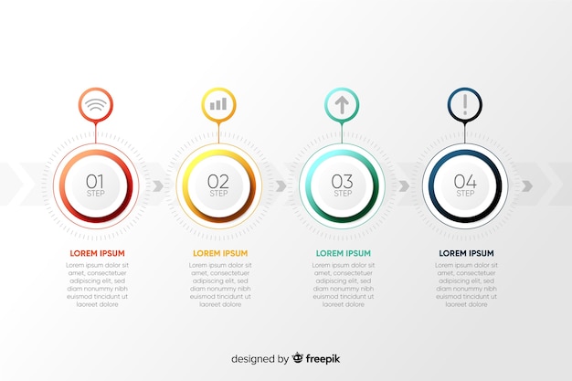 다채로운 infographic 단계 평면 디자인