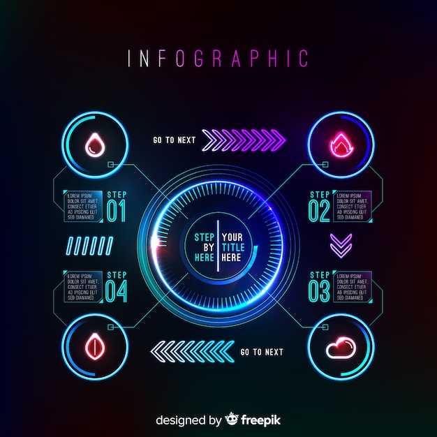 Colorful infographic steps flat design