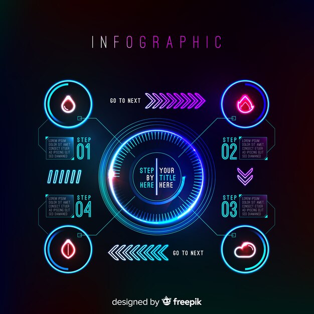 Colorful infographic steps flat design