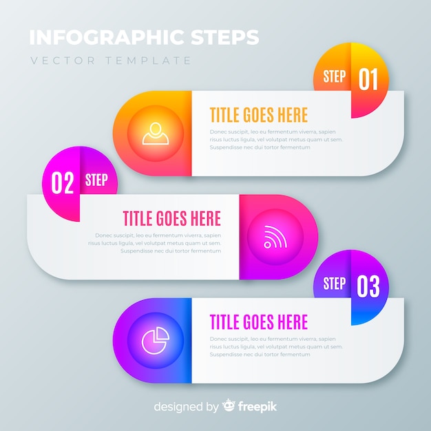 다채로운 infographic 단계 평면 디자인