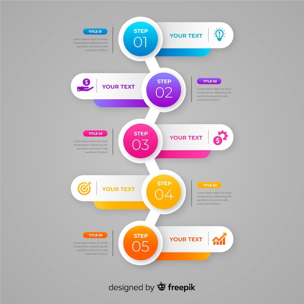 다채로운 infographic 단계 평면 디자인