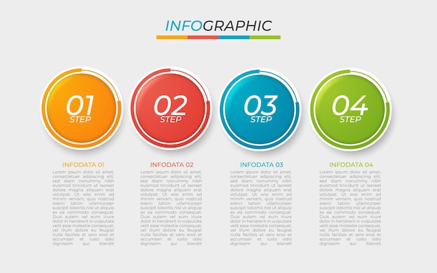 Colorful infographic steps flat design