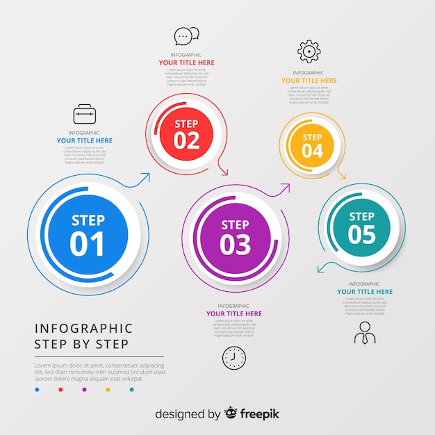 Colorful infographic steps template flat design