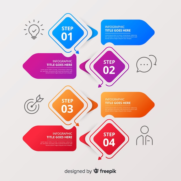 Colorful infographic steps template flat design
