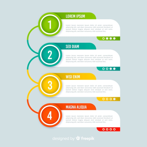 Free vector colorful infographic steps template flat style