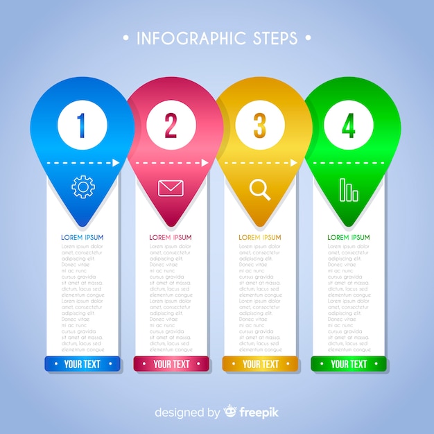 Colorful infographic steps with flat design