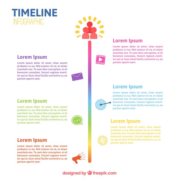 타임 라인의 화려한 infographic 템플릿