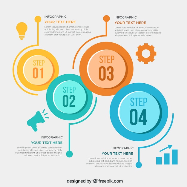 Colorful infographic template with circles – Free vector download for vector templates