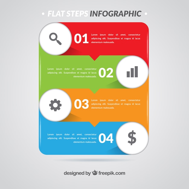 Красочный инфографический шаблон с шагами