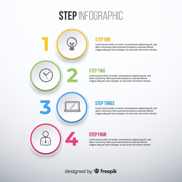 무료 Vector 단계와 화려한 infographic 템플릿