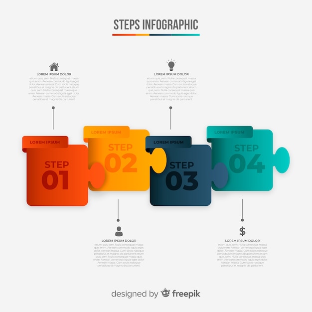 단계와 화려한 infographic 템플릿