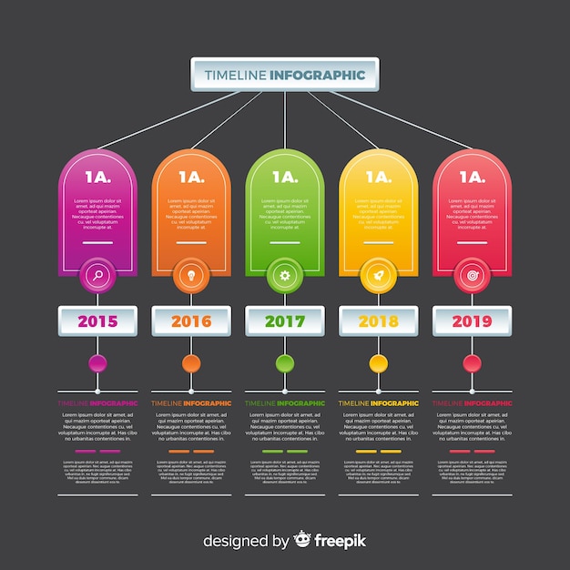 Design piatto colorato timeline infografica