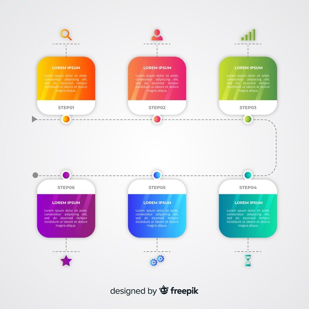 カラフルなインフォグラフィックタイムラインフラットデザイン