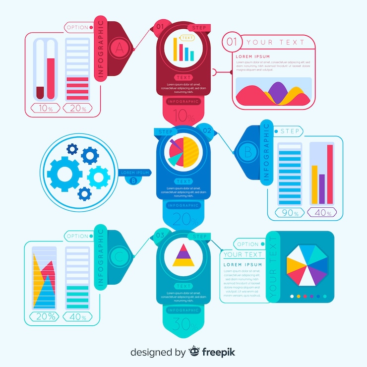 Free Vector colorful infographic with steps