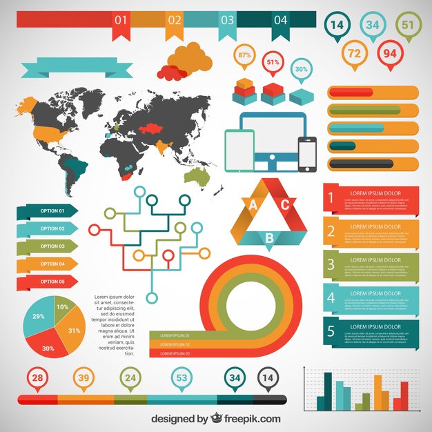 Colorful infographic with world map