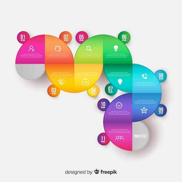 Design piatto di timeline infografica colorato