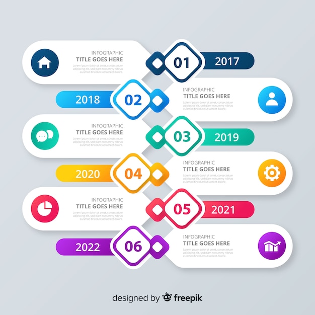 화려한 인포 그래픽 타임 라인 플랫 디자인